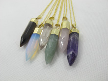 Women Female Natural Crystal Quartz Healing Point Chakra Bead Stone Pendant Necklace with Gold chain Mixed 5pcs/lot 2024 - buy cheap