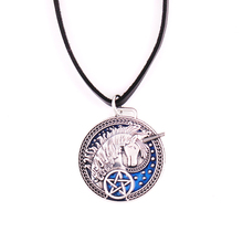 Кожаная цепочка крутой специальный Единорог пентаграмма талисман амулет голубое ожерелье 2024 - купить недорого