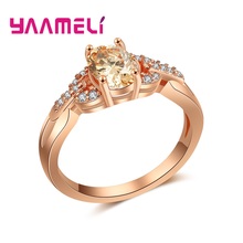 Обручальное кольцо для женщин, классическое простое CZ Австрийское Кристальное розовое золото, модное ювелирное изделие, кольцо для влюбленных 2024 - купить недорого