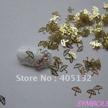 Approx. 1000pcs/bag Metal Gold Umbrella Design Non-adhesive Metal Slices Nail Art Decoration MS-155 2024 - buy cheap
