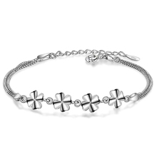KOFSAC New Popular 925 Sterling Silver Bracelets For Girl Birthday Party Jewelry Exquisite Four-Leaf Clover Bangles Jewelry Gift 2024 - buy cheap