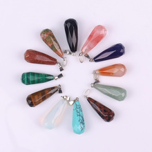 Wholesale 12pcs/lot New Design Natural Roses Quartz Onyx Carved Teardrop Pendant Water Drop Bullet Charm Pendulum Necklace Free 2024 - buy cheap