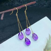 shilovem 18K yellow Gold Piezoelectric Amethyst stud earrings fine Jewelry trendy party gift new plant  women myme0811888z 2024 - buy cheap