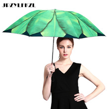 Creative Banana Leaf Sun Umbrella Female Small Fresh Three Fold Woman Umbrella UV Sunshade Sunscreen Black Plastic Umbrellas 2024 - buy cheap