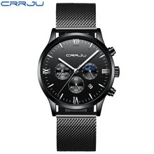 CRRJU Luxury Watch Top Brand Chronograph Sport Watch Men 24 Hour Fashion Steel Mesh Band Men's Watch Clock Relogio Masculino 2024 - buy cheap