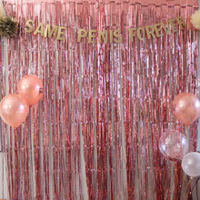 2 м розово-золотистый металлик Блестки из фольги бахрома Шторы дождя двери Свадебные украшения День рождения фон реквизит для фотосессии 2024 - купить недорого