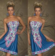 M-XXL Sweet princess three-dimensional flower tube top fashion color block chiffon one-piece dress banquet dress 2024 - buy cheap