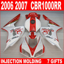 Glossy red white parts for 2006 2007 HONDA cbr 1000 rr fairings custom 06 07 CBR1000RR motorcycle fairing set 7 gifts KNGH 2024 - buy cheap