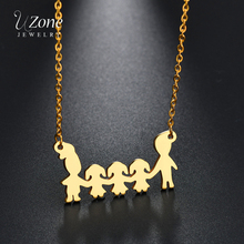 UZone Stainless Steel Happy Family Necklace Dad Mom Girls Chain Necklace For Women Men 2024 - buy cheap