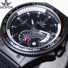 2016 New SEWOR Luxury Brand Rattrapante Men Watches Automatic Mechanical watch Sports Male Rubber Strap Aviator Pilot Wristwatch 2024 - buy cheap