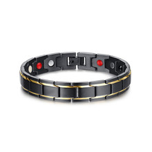 Pulseira masculina magnética de hematita, bracelete de cobre para a saúde, joias com fechos de pérola, pulseira fashion 2019 2024 - compre barato