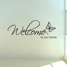 'Welcome To Our Home' Text Patterns wall sticker home decor living room Decals wallpaper bedroom Decorative butterfly Stickers 2024 - buy cheap