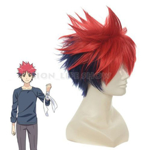 Pelucas de comida Shokugeki no Soma Yukihira Souma, Cosplay corto y esponjoso, estilo rojo, guerras de comida 2024 - compra barato