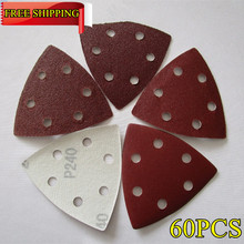 free shipping 60 Pcs Sanding Sheets Triangle Sandpaper with 6 Holes Hook & Loop Abrasive Sanding Disc For Wood Sandinging 2024 - buy cheap