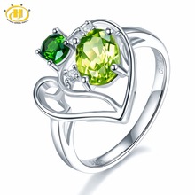 Обручальное кольцо Hutang из хромированного диопсида с натуральным драгоценным камнем, однотонное ювелирное изделие с сердцем из стерлингового серебра 925 пробы, лучший подарок 2024 - купить недорого