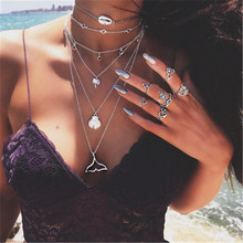 Ожерелье с кулоном в виде нескольких пальм и хвоста Кита, модное серебряное пляжное ожерелье для женщин, подарок другу 2024 - купить недорого