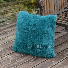 FREE SHIPPING CX-D-79F Green Hand Knitted Cushion Real Rabbit Fur Pillow Case 2024 - buy cheap