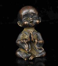 Collect Old China Red Copper Carving Buddhist Monk Statue Decoration 2024 - buy cheap