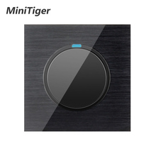 Minitiger Luxury 1 Gang 1 Way Random Click On / Off Wall Light Switch With LED Indicator Black Aluminum Metal Panel 2024 - buy cheap