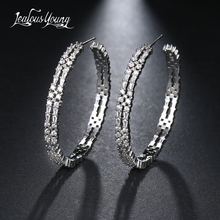 Exquisite Fashion Big Hoop Earrings For Women Round Cubic Zircon Crystal Hoops Gold Earrings Oorbellen AE505 2024 - buy cheap