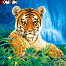 Homfun полный квадрат/круглая дрель 5D DIY Алмазная картина "животное тигр" 3D вышивка крестиком домашний Декор подарок A12526 2024 - купить недорого