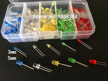 10value=375pcs; 3MM 5MM Led Kit With Box Mixed Color Red Green Yellow Blue White Light Emitting Diode Assortment 2024 - buy cheap