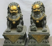 Fengshui-Pie de puerta chino, estatua de León, perro Fu, guardián, 17 "de altura, un par 2024 - compra barato