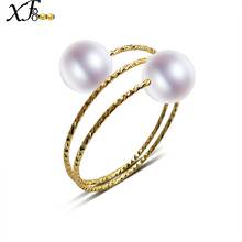 XF800 18K Yellow Gold Rings Natural Freshwater Pearl Rings AU750 Fine Wedding Brands For Women Trendy Party Engagement Box J302 2024 - buy cheap