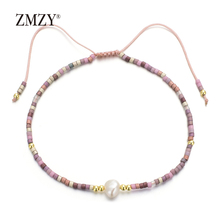 ZMZY-Pulseras de perlas de agua dulce naturales ajustables hechas a mano para mujer, pulsera con abalorios de cuerda, joyería Simple, venta al por mayor 2024 - compra barato