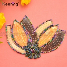 Keering Fashion Leaf Shape Multi Color Sequin Applique For Clothes WRA-788 2024 - buy cheap