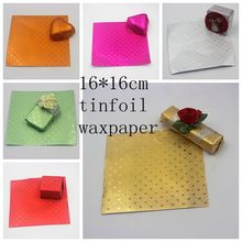 (100pcs/lot)Aluminium-Wax Complex Paper Chocolate Wrapping Tin Foil Baking Paper 6 Colours Chewing Gum Candy Package 16*16cm 2024 - buy cheap