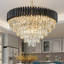 Candelabro Led de Cristal moderno para sala de estar, iluminación interior de Cristal Lustre, luces colgantes negras 2024 - compra barato