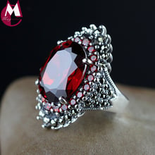 Luxury 18*14 Big Gemstone Jewelry Natural Red Garnet Wedding Ring For Women Punk Party Engagement 925 Sterling Silver Ring SR68 2024 - buy cheap