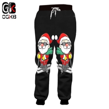 OGKB Man Loose Pants 3D Printed Ski And Sunglasses Santa Claus New Men's Large Size 5XL Christmas Trend Sweatpants 2024 - buy cheap