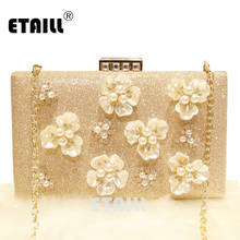 ETAILL Luxury Golden Crystal Pearl Flower Clutch Bags Bridal Wedding Lady Evening Bags Women Messenger Shoulder Bag with Chain 2024 - buy cheap