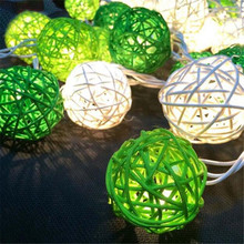 Bolas de rotim tailandesas brancas e verdes, 4m, 20leds, luzes de fadas, guirlanda para casamento, natal, decoração de festa 2024 - compre barato