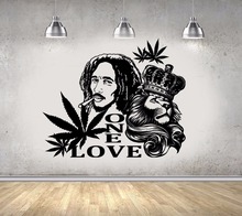 Adesivo de parede de vinil, bob marley leão one love, adesivo de parede música reggae, murais removível de arte e decoração de casa 2yy29 2024 - compre barato