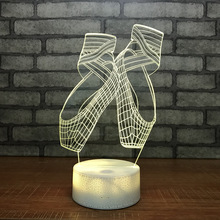 Creative Ballet Shoes Night Lights Colorful Led Custom Girl Bedside 3d Lamps New Fantastic 3d Light Fixtures 2024 - buy cheap