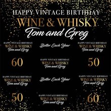 Custom Wine And Whiskey Gold 50th Birthday photo backdrop  High quality Computer print party background 2024 - buy cheap