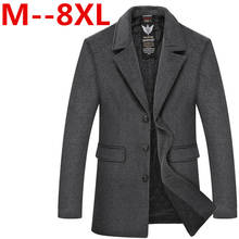 Плюс 10XL 8xl 9xl 6XL 5XL 4XL бренд Для мужчин Повседневная Длинная шерсть и смесь куртка мужской однобортный шерстяной пальто Верхняя одежда, ветровка 2024 - купить недорого