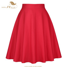 SISHION Women Skirt 2021 High Waist Runway Flared Skirts Retro Vintage 50s Rockabilly Swing Skirts Faldas Summer Black Skirt 2024 - buy cheap