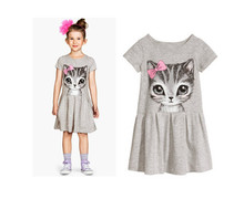 FANAIDENG-vestido de verano para niña, ropa con estampado de gato, color gris, 0 a 8 años, 2017 2024 - compra barato