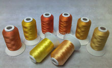 Simthread Gold / Yellow Polyester Machine Embroidery Thread For Most Embroidery Machine 500m*8 Mini Spools ,Super Sheen, 120D/2 2024 - buy cheap