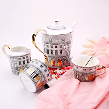 High Quality Bone China Coffee Cup Set Ceramic Sugar&Milk Pots Porcelain Tea Pot Swan Castle Drinkware Set Cup And Saucer Set 2024 - buy cheap