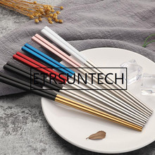 100pairs 23cm Square Chopsticks 304 Stainless Steel Titanium Gold Rose Gold Sushi Hashi Colorful Chopstick 2024 - buy cheap
