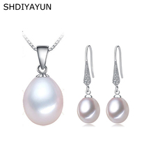 SHDIYAYUN 2019 Pearl Jewelry Set 925 Sterling Silver Jewelry For Women Natural Freshwater Pearl Necklace Drop Earrings Gift 2024 - buy cheap