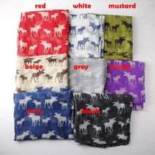 Latest Fashion moose Pattern Cotton Voile Scarf Women Animal Scarf Shawls 8colors Wholesale 10pcs/lot FREE SHIPPING 2024 - buy cheap
