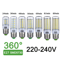 New E27 LED Lamp 220V 240V SMD5730 LED Bulb 360 Degree Lighting 24 36 48 56 69 81 89 LEDs Bombillas LED Corn Light No Flickering 2024 - buy cheap