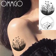 Ommgo geométrico redondo floresta sexy tatuagem temporária etiqueta montanha pico preto tatuagens homens à prova dwaterproof água personalizado tatto arte 2024 - compre barato