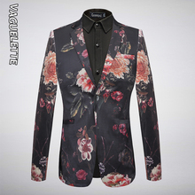 Trajes Cantor VAGUELETTE Elegante Mens Blazer Floral Padrão de Moda Masculina de Luxo Partido Blazer Hombre Slim Fit M-4XL Estampada 2024 - compre barato